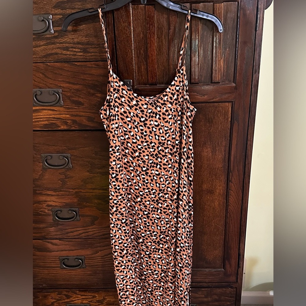 Aerie Leopard Slip Midi Dress